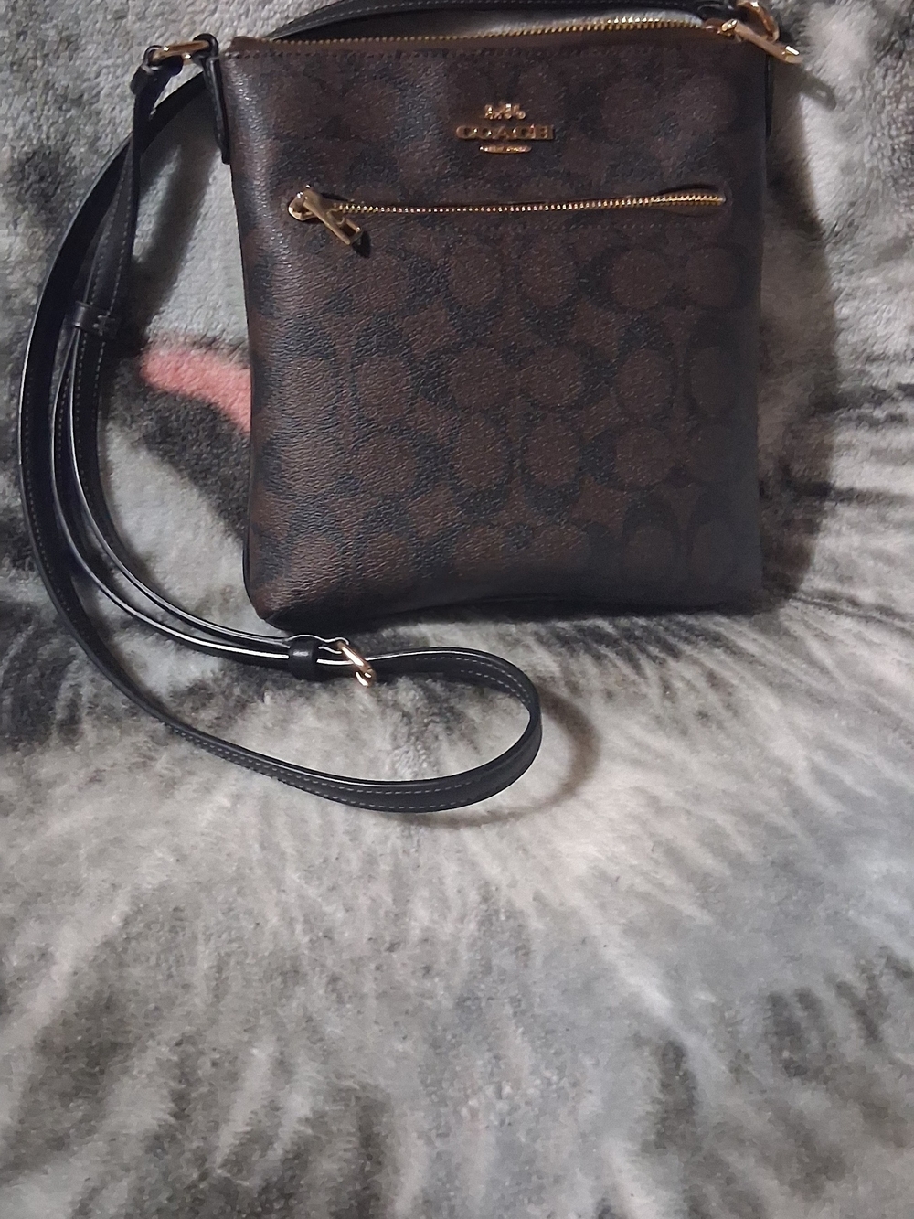 COACH Brown Signature Crossbody Bag - Adjustable Strap